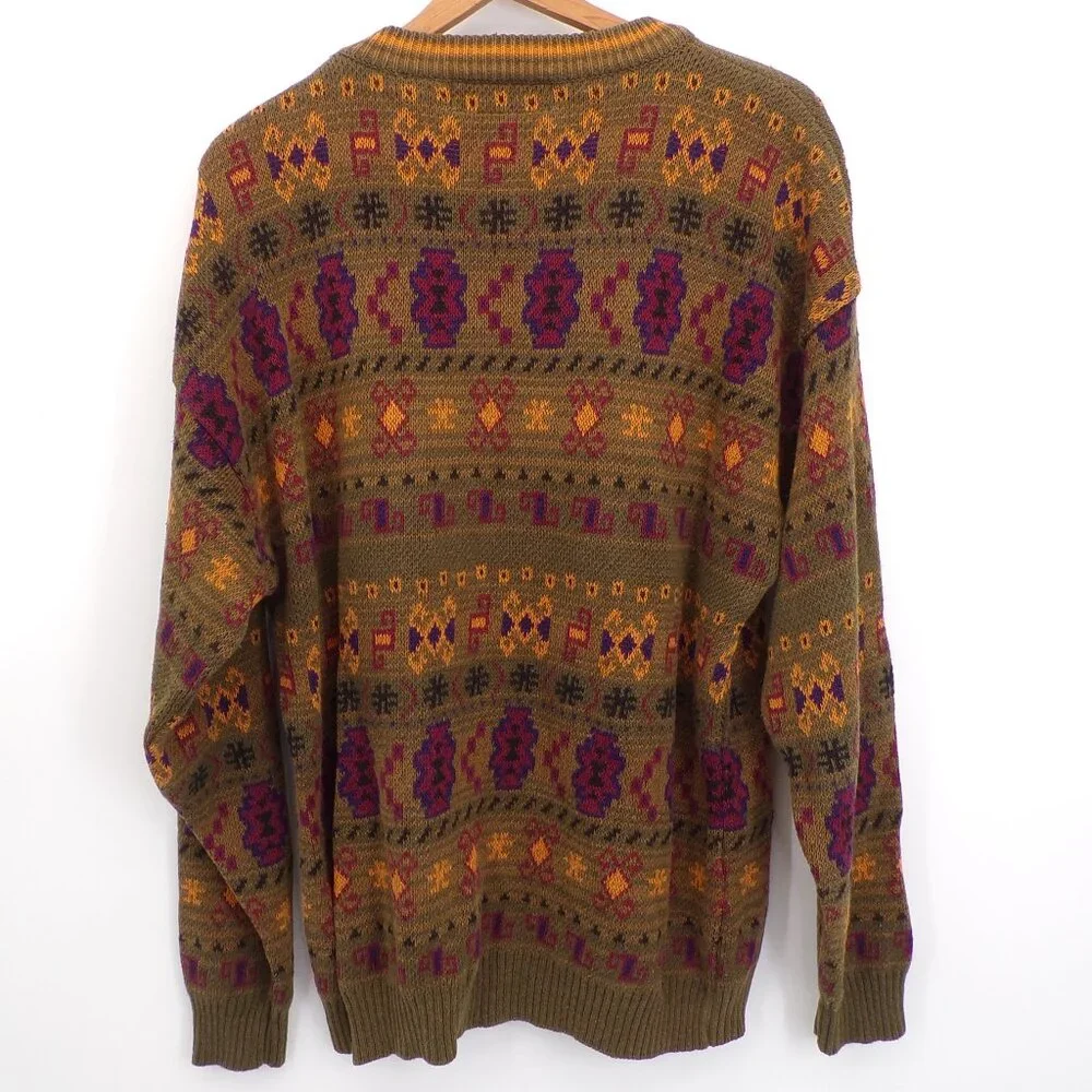 American Eagle Outfitters Men's Knit Sweater XL Brown Crew Neck Long Sleeve